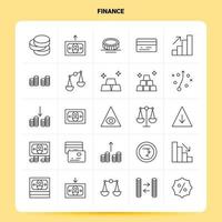 Umriss 25 Finance Icon Set Vektor Line Style Design schwarze Icons Set lineare Piktogramm Pack Web und mobile Geschäftsideen Design Vektor Illustration