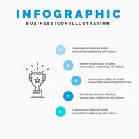 kopp medalj pris- trofén linje ikon med 5 steg presentation infographics bakgrund vektor