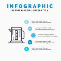 panna kaffe maskin hotell blå infographics mall 5 steg vektor linje ikon mall