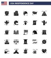 25 USA fast glyf tecken oberoende dag firande symboler av USA landmärke skydd byggnad förenad redigerbar USA dag vektor design element