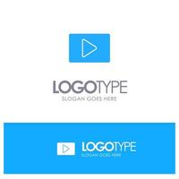Youtube paly video spelare blå fast logotyp med plats för Tagline vektor