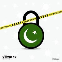 pakistan låsa ner låsa coronavirus pandemi medvetenhet mall covid19 låsa ner design vektor