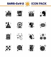 16 fast glyf svart coronavirus covid19 ikon packa sådan som nysa virus sjukdom styrelse sjukvård hosta viral coronavirus 2019 nov sjukdom vektor design element