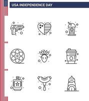 9 kreativ USA ikoner modern oberoende tecken och 4:e juli symboler av inföding amerikan amerikan flaska video movis redigerbar USA dag vektor design element