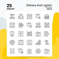 25 Liefer- und Logistik-Icon-Set 100 bearbeitbare eps 10-Dateien Business-Logo-Konzept-Ideen-Line-Icon-Design vektor