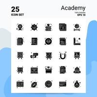 25 Akademie-Icon-Set 100 bearbeitbare Eps 10 Dateien Business-Logo-Konzeptideen solides Glyphen-Icon-Design vektor