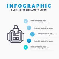 hand Kolla på man tid teknologi linje ikon med 5 steg presentation infographics bakgrund vektor