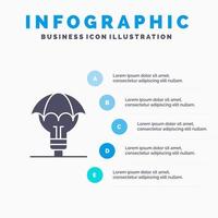 geschützte ideen urheberrechtsverteidigung idee patent festes symbol infografiken 5 schritte präsentationshintergrund vektor