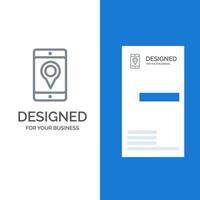 mobil cell Karta plats grå logotyp design och företag kort mall vektor