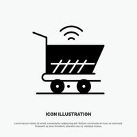 Trolley Cart Wifi Shopping solider Glyphen-Icon-Vektor vektor