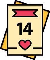 14feb Valentinstag Valentinstag Liebeskarte flache Farbe Symbol Vektor Symbol Banner Vorlage