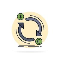utbyta valuta finansiera pengar konvertera platt Färg ikon vektor