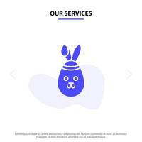 unsere dienstleistungen kaninchen osterhase solide glyph icon web card template vektor