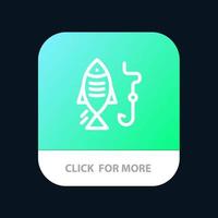 fiske fisk krok jakt mobil app knapp android och ios linje version vektor