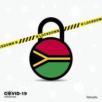 Vanuatu-Sperrsperre Coronavirus-Pandemie-Bewusstseinsvorlage Covid19-Sperrdesign vektor