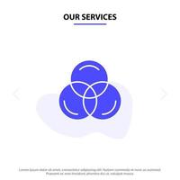 unsere dienstleistungen rgb-farbe web solide glyph symbol webkartenvorlage vektor