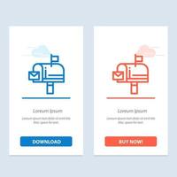 Mailbox-Nachricht E-Mail blau und rot herunterladen und jetzt kaufen Web-Widget-Kartenvorlage vektor