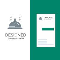 Graues Logo-Design und Visitenkartenvorlage für Hotelgeschirr-Palettenservice vektor