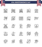 25 Zeilenzeichen für Usa-Unabhängigkeitstag-Chatblase Usa-Westflagge Usa editierbare Usa-Tag-Vektordesign-Elemente vektor