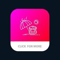 sommerrucksack sonnensaison mobile app-taste android- und ios-linienversion vektor