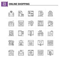 25 Online-Shopping-Icon-Set Vektorhintergrund vektor