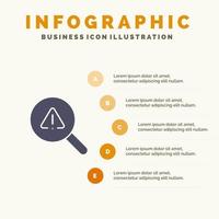 Suchansicht Fehler solides Symbol Infografiken finden 5 Schritte Präsentationshintergrund vektor