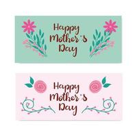 ställa in kort av glad mors dag med blommor dekoration vektor