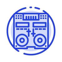 CD-Konsole Deck Mixer Musik blau gepunktete Linie Symbol Leitung vektor