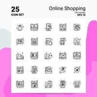 25 Online-Shopping-Icon-Set 100 bearbeitbare Eps 10 Dateien Business-Logo-Konzept-Ideen-Line-Icon-Design vektor