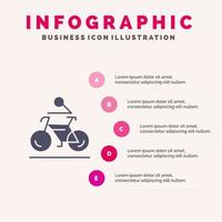aktivität fahrrad radfahren radfahren festes symbol infografiken 5 schritte präsentationshintergrund vektor