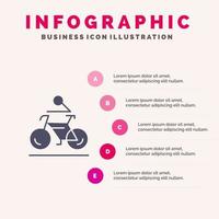 aktivitet cykel cykel cykling cykling fast ikon infographics 5 steg presentation bakgrund vektor