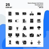 25 Spieldesign- und Spielentwicklungs-Icon-Set 100 editierbare eps 10-Dateien Business-Logo-Konzeptideen solides Glyphen-Icon-Design vektor