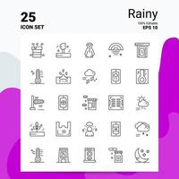 25 Regen-Icon-Set 100 bearbeitbare Eps 10 Dateien Business-Logo-Konzept-Ideen-Line-Icon-Design vektor