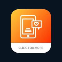 Mobile Chat-Chat-Blase Love Chat Mobile App-Schaltfläche Android- und iOS-Linienversion vektor