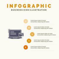 Zahlung Geschäft Computer Kreditkarte Online-Zahlung solide Symbol Infografiken 5 Schritte Präsentationshintergrund vektor