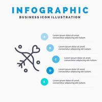 Bogenschießen Liebe Ehe Hochzeit Liniensymbol mit 5 Schritten Präsentation Infografiken Hintergrund vektor