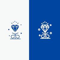 Diamant Liebe Herz Hochzeit Linie und Glyphe festes Symbol blaues Banner Linie und Glyphe festes Symbol blaues Banner vektor