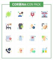 16 platt Färg coronavirus covid19 ikon packa sådan som rum sjukhus flaska säng tecken viral coronavirus 2019 nov sjukdom vektor design element