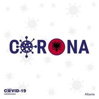 albanien coronavirus typografie covid19 länderbanner bleib zu hause bleib gesund achte auf deine eigene gesundheit vektor