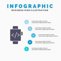 Kolla på hand Kolla på tid klocka fast ikon infographics 5 steg presentation bakgrund vektor