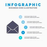 SMS e-post post meddelande fast ikon infographics 5 steg presentation bakgrund vektor