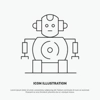 cnc robotik teknologi linje ikon vektor