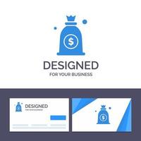 kreativ företag kort och logotyp mall dollar pengar väska vektor illustration