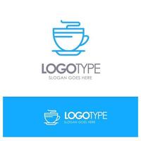 te kaffe kopp rengöring blå översikt logotyp med plats för Tagline vektor