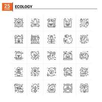 25 Ökologie Icon Set Vektor Hintergrund