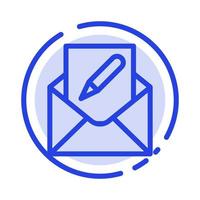 komponera redigera e-post kuvert post blå prickad linje linje ikon vektor