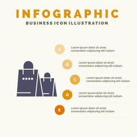 tasche handtasche einkaufen shop infografiken präsentationsvorlage 5 schritte präsentation vektor