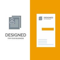 profil handla om Kontakt radera fil personlig grå logotyp design och företag kort mall vektor