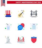 9 kreativ USA ikoner modern oberoende tecken och 4:e juli symboler av USA soda bro dryck flaska redigerbar USA dag vektor design element