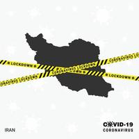 iranland Karta låsning mall för coronavirus pandemi för sluta virus överföring covid 19 medvetenhet mall vektor
